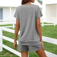 thumbnail image 5 of Axiiglly 2 Piece Sets for Women V Neck Short Sleeve Shirts Drawstring Pockets Shorts Lounge Sets Casual Travel Airport Outfits, S-2XL, 5 of 6