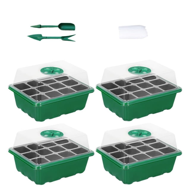 koolsoo Seed Starter Tray 12 Holes Growing Tray for Microgreens Windowsills Terraces 4Pcs