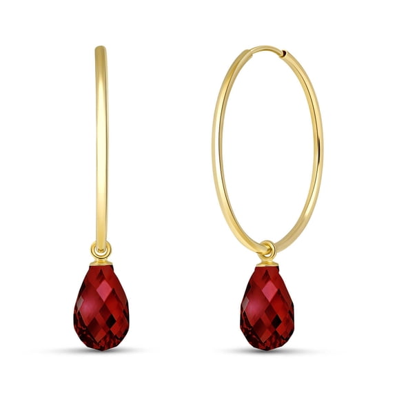 Galaxy Gold 14k Solid Gold Hoop Earrings with dangling Garnets
