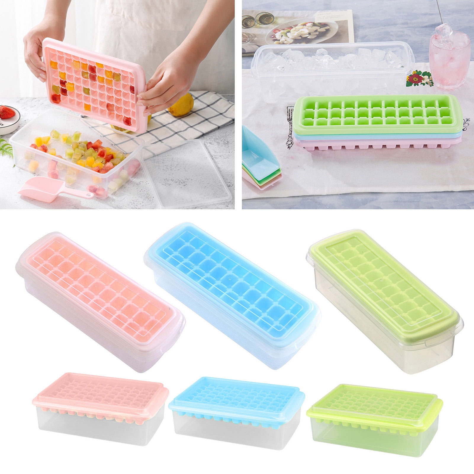 Warkul Ice Cube Mold with Shovel, 33/77 Grids Ice Cube Tray Molds, for