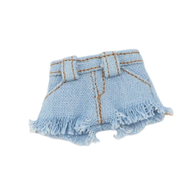 Pantalones cortos de verano a escala 1:12, resistentes al desgaste, elegantes, accesorios, pantalones cortos vaqueros para muñecas. azul claro