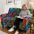 thumbnail image 4 of SCRAWLGOD Rainbow Paw Print Recliner Loveseat Slipcovers for Living Room Stretch 6 Piece Reclining Cover with Pocket Anti Scratch Recliner Cover, 4 of 8