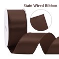 thumbnail image 6 of 2.5 Inch Satin wired ribbon – Premium Lux Finish for Gift Wrapping, Wedding Decor, Christmas Tree, Bow Making & Floral Bouquets Brown, 6 of 8