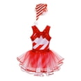 thumbnail image 2 of YiZYiF Kids Girls Sequin Stripe Ballet Leotard Tutu Dress Christmas Dance Figure Skating Costumes Red 16, 2 of 7