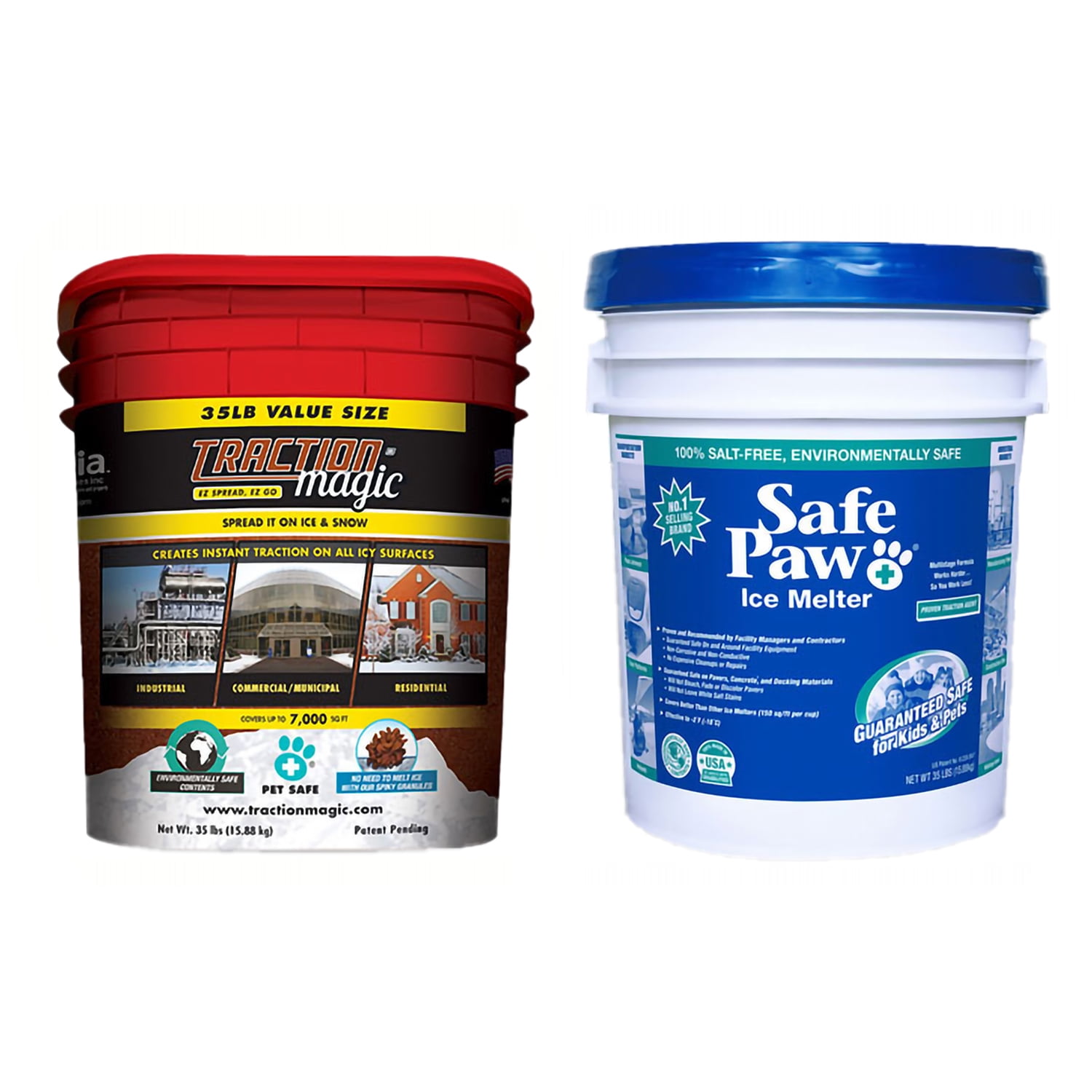 Safe Paw Non Toxic Ice Melt and Traction Magic Snow Melter, 35 Pound Buckets