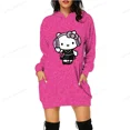 thumbnail image 2 of Vestido sexy hasta la rodilla para mujer, de primavera y otoño, con capucha, manga larga, con bolsillos de HELLO KITTY, vestido sencillo e informal ajustado, 2 of 5