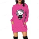 thumbnail image 2 of Vestido sexy hasta la rodilla para mujer, de primavera y otoño, con capucha, manga larga, con bolsillos de HELLO KITTY, vestido sencillo e informal ajustado, 2 of 5