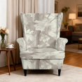 thumbnail image 3 of Chririnla Neutral Leaf Pattern 2-Piece Wing Back Chair Slipcover, Non-slip Soft Wingback Chair Cover Spandex Single-Seat Wingback Armchair Covers for Indoor Living Room, 3 of 7