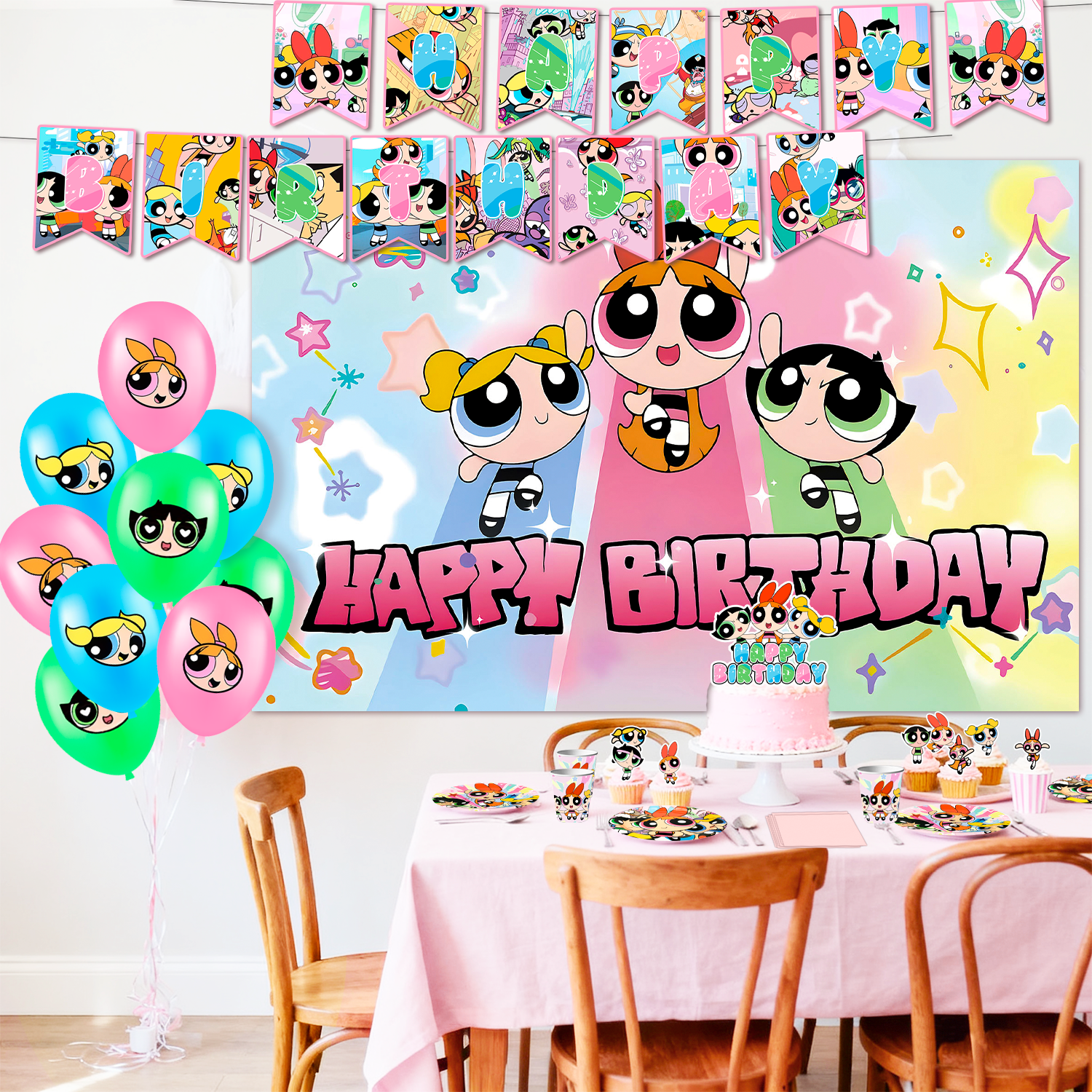 112Pcs Girls Birthday Decorations & Party Tableware Set - Girls Birthday Banner Balloons Plates Napkins etc. Girls Birthday Party Supplies for Kids