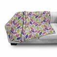 thumbnail image 2 of Natural Soft Flannel Fleece Throw Blanket, Pattern of Leaf Natural Botanic Illustration Creativity Ornate, Cozy Plush for Indoor and Outdoor Use, 70" x 90", Pink Purple Lime Green, by Ambesonne, 2 of 5
