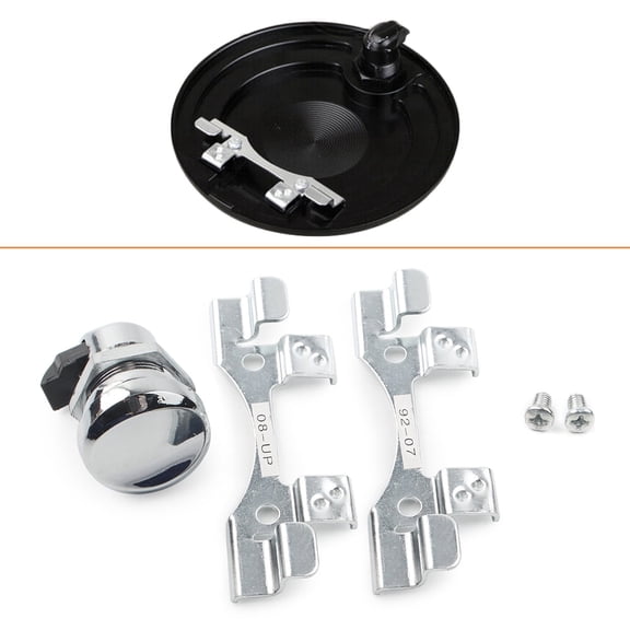 ZS Motorcycle Fuel Door Push Button Gas Oil Cap Tank For Harley Davidson Touring Road Glide 1992-2016 Black CNC Aluminum