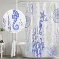 thumbnail image 5 of Coastal Purple Shower Curtain, Waterproof Shower Curtains for Bathroom, Ocean Coral Starfish Jellyfish Seahorse Washable Fabric Bathtub Curtain Set Bath Decor with 12 Hooks Stall 36"x72", 5 of 8