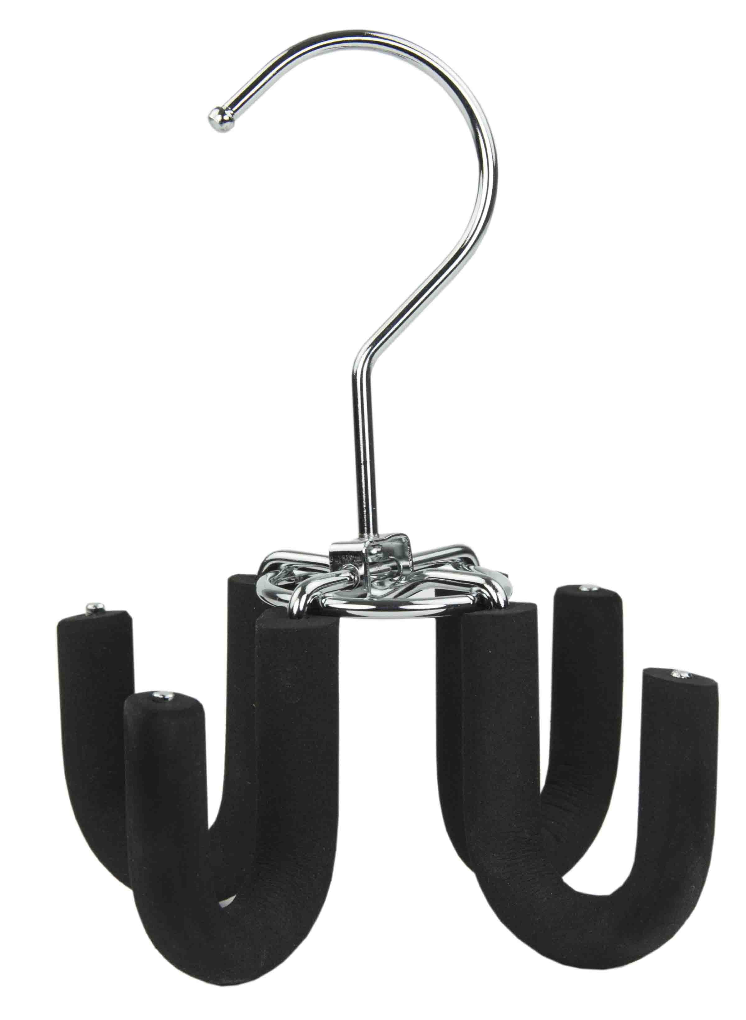 Home Basics 4 Hook Swivel Belt Hanger, Black