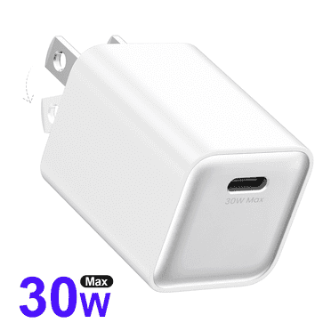 wegear 30W USB C Charger GaN Adapter PD QC 3.0 Fast Charging Foldable Block,White