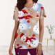thumbnail image 1 of Puntoco, blusas con cuello en V y manga corta a la moda para mujer, blusa de bolsillo con estampado de uniforme de trabajo, tops Puntoco Puntoco-4204, 1 of 5