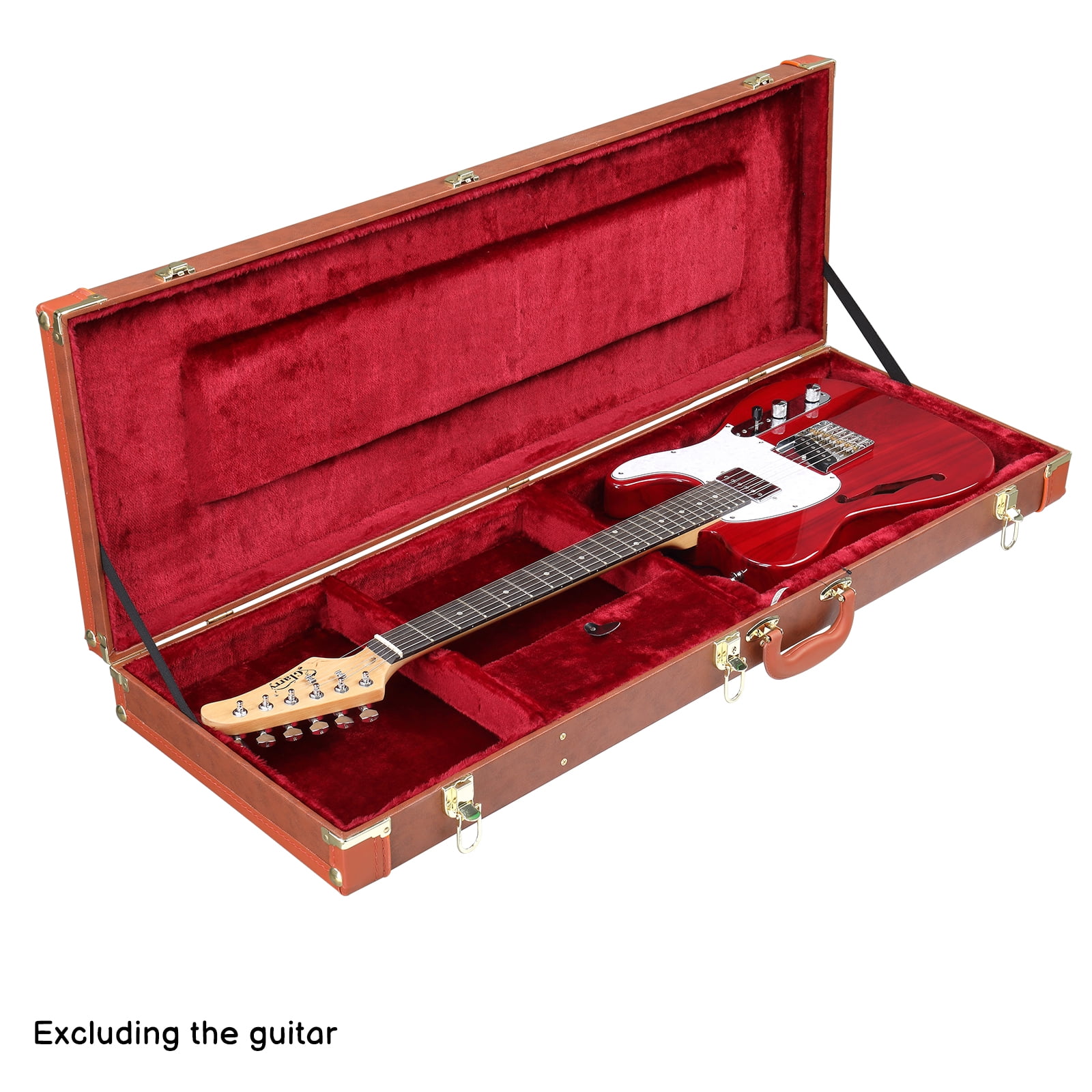 Guitar Square PU Hard Case Fits ST TL Burning fire 170 Style Electric Guitar Brown