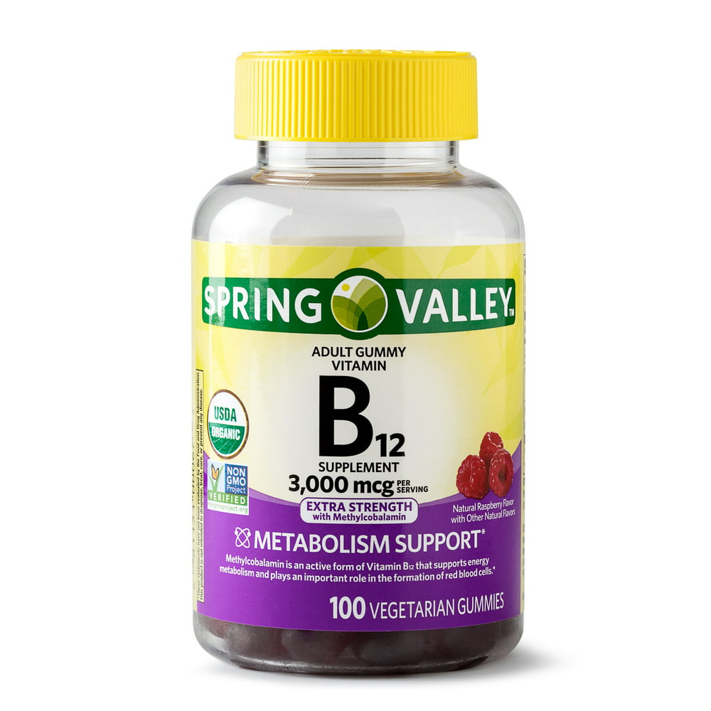 Spring Valley Vitamin B12 Gummy, 3000 mcg, 100 Ct - Walmart.com ...