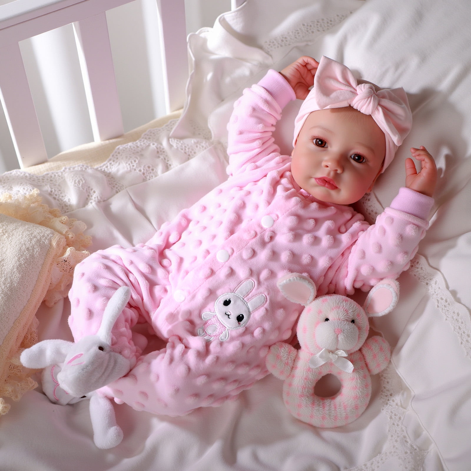 RSG Baby Dolls, 20 Inches Large Adorable Baby Doll with Cute Soft Body, Real Life Baby Dolls Girl, with Bottles & Pacifier, Diapers, Gift Idea for Ages 3+