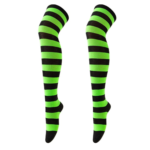 Calcetines altos a rayas para mujer, coloridos, por encima de la rodilla, retro, elásticos, para niñas, cosplay, disfraz de Lolita