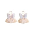 thumbnail image 2 of Suealasg Newborn Girl Summer Outfits Fly Sleeve 3D Butterfly Flower Embroidery Tulle Romper Dress+Bow Headband 3M 6M 12M 18M Infant Baby Girls Birthday Photoshoot Clothes, 2 of 9