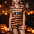 thumbnail image 2 of KPOPLK Girls Pajama Sets Cotton Sleepwear Button Down Short Sleeve with Ruffle Shorts PJS 2-12Y,Size 10-11 Years, 2 of 6
