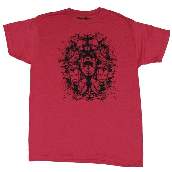The Avengers (Marvel Comics) Mens T-Shirt - Inkblot Avengers & Spidey Image (Medium)