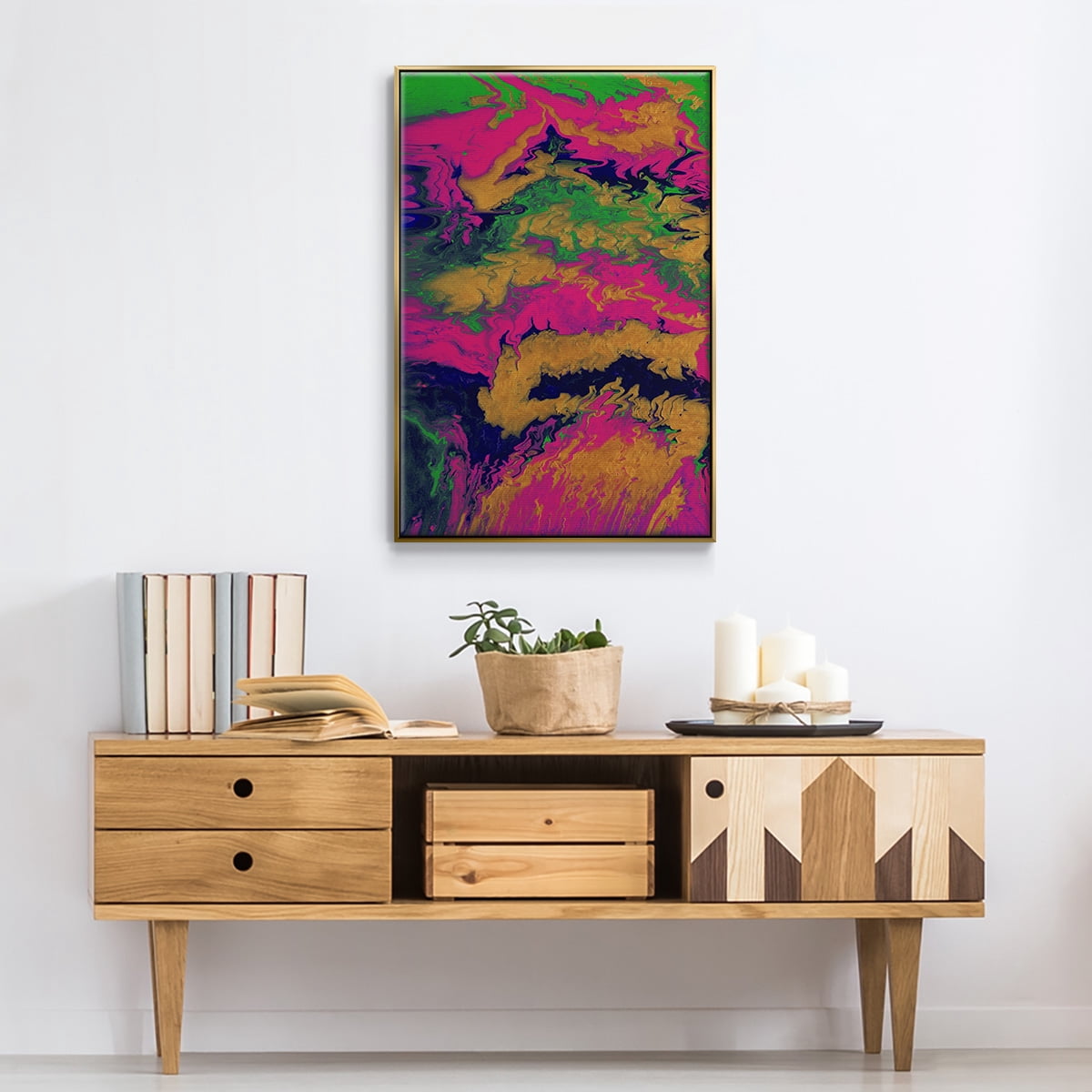 M48 Framed Premium Gallery Wrapped Canvas - Ready to Hang - 27 x 41 - Gold Floating Frame