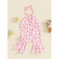 thumbnail image 3 of Bagilaanoe Toddler Baby Girl Summer Jumpsuit Sleeveless Print Romper Overalls 6M 12M 18M 24M 3T 4T Kids Long Flared Pants Summer Clothes, 3 of 7
