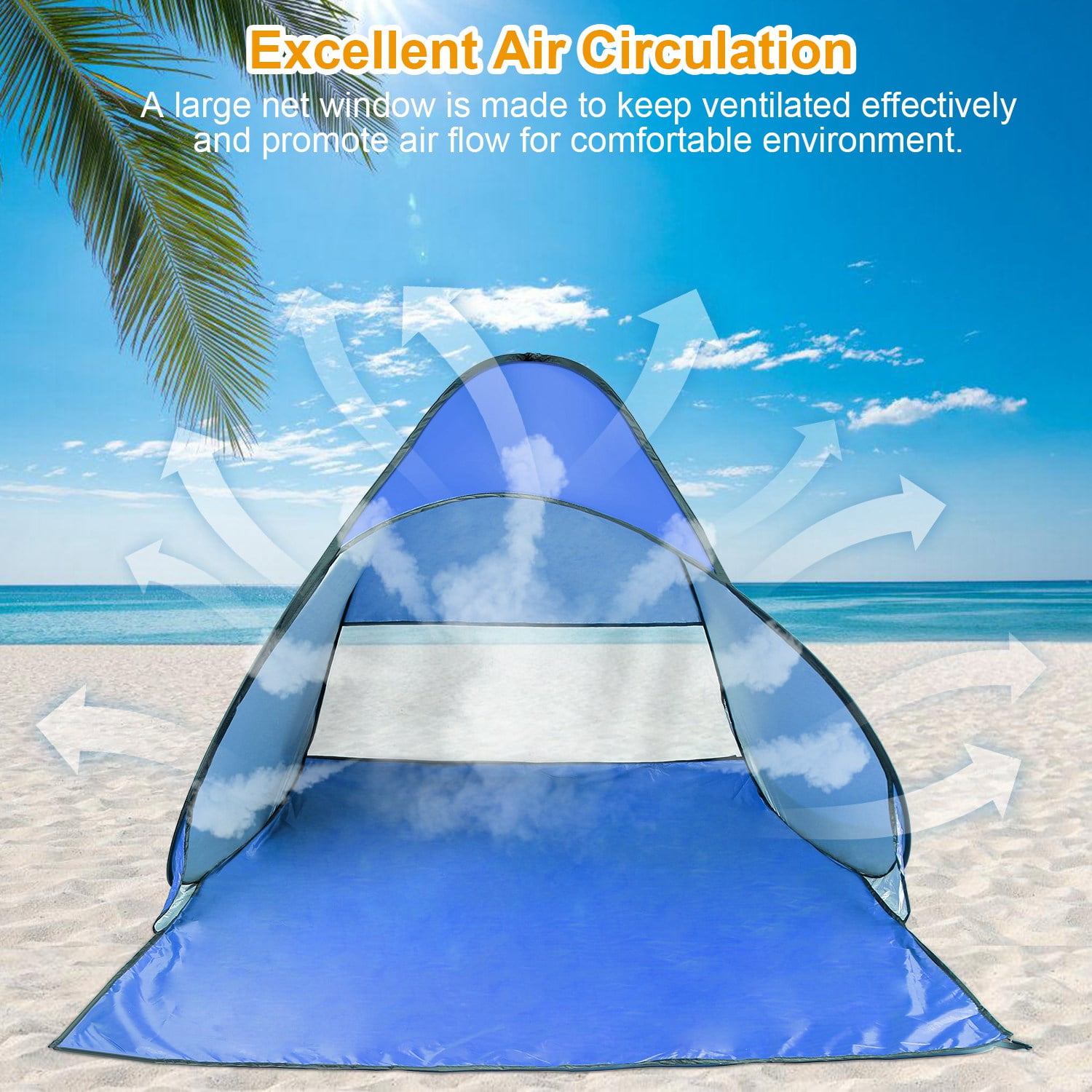 iMountek Sun Shelter Tent for 2-3 Person, Portable Waterproof Fishing Camping Tent with Carry Bag, Blue