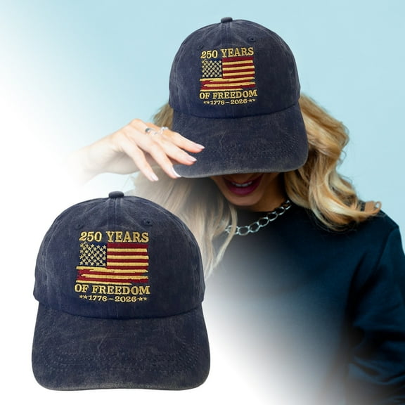 U.S. 250th Anniversary Hat 1776-2026, Patriotic Baseball Cap with 250 Years Freedoms Design, Funny Embroidered Caps for Men, Dad & Cycling