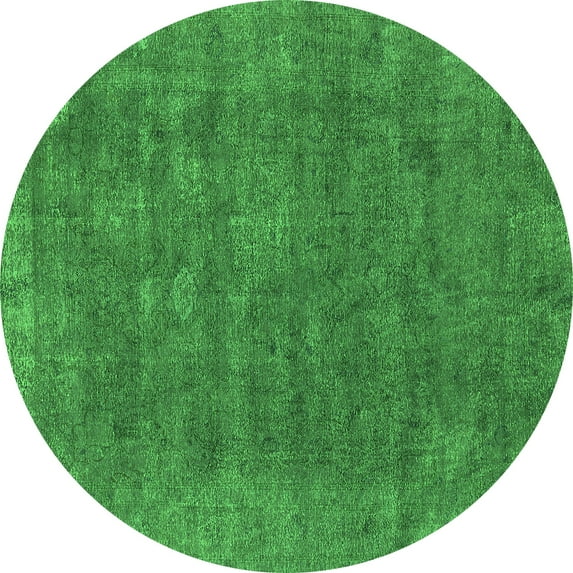 Ahgly Company Indoor Round Oriental Green Industrial Area Rugs, 8' Round