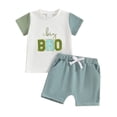 thumbnail image 4 of UngA Toddler Baby Girl Boy Summer Clothes Big/Little Sister Brother Matching Outfits T Shirt Shorts Set (Green,18-24 Months), 4 of 4