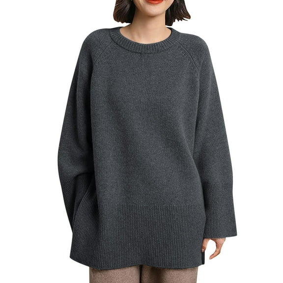 Sevevn Women's Oversized Sweaters Crewneck Knitted Pullover Sweater Long Sleeve Casual Top Fall Winter Trendy Outfits