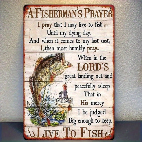 HELLOYOUNG Fisherman's Prayer Metal Wall Art 12x8 Inch Rustic Vintage Aluminum Sign for Living Room Bedroom Unique 2D Flat Decor