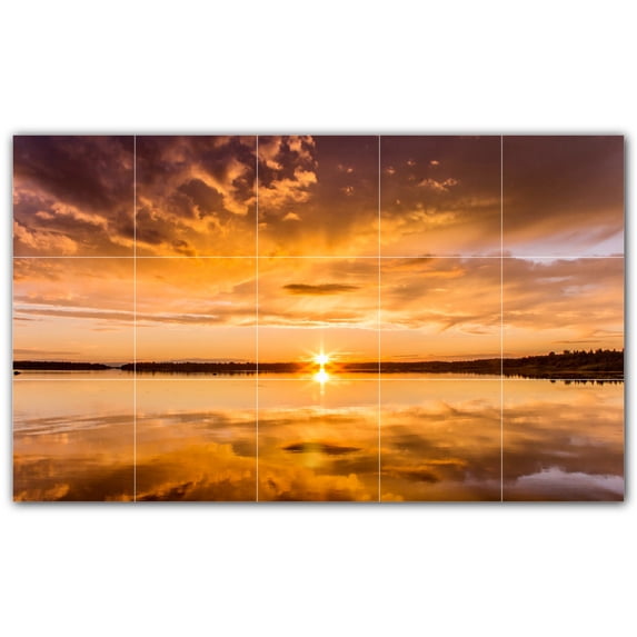 Picture-Tiles.com: Sunset Ceramic Tile Wall Mural WAL500995-53M. 30"W x 18"H using (15) 6" x 6" Ceramic Tiles-Satin Finish