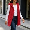thumbnail image 3 of Diufon Womens Long Vest Casual Sleeveless Hooded Button Down Fleece Cardigan Fall Winter Warm Outerwear, 3 of 10