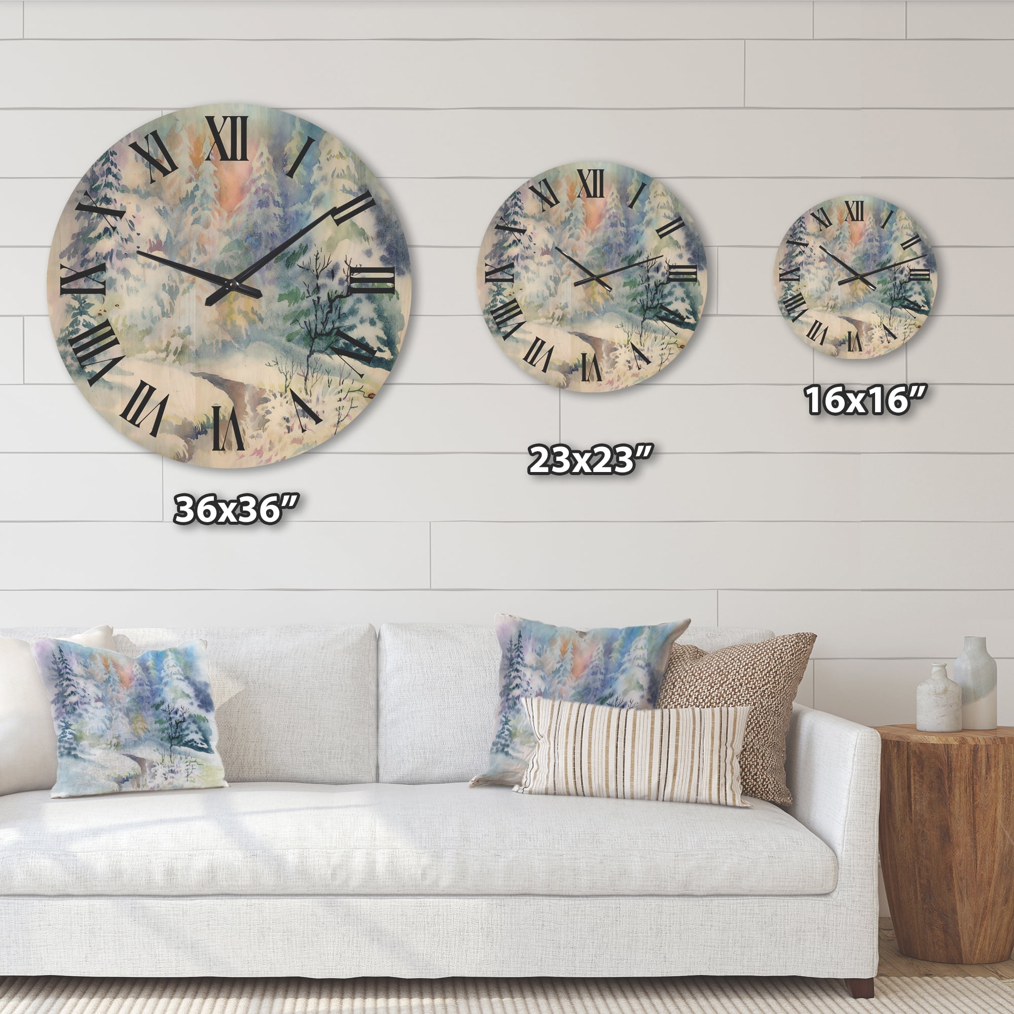 Designart 'Three Tulips Red and Pink' Traditional Wood Wall Clock