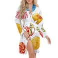 thumbnail image 5 of Sweets And Rainbow Lollipops Pattern Night Robe Long Sleeve V Neck Robe With Belt Women's Sleepwear Dresses, 5 of 9
