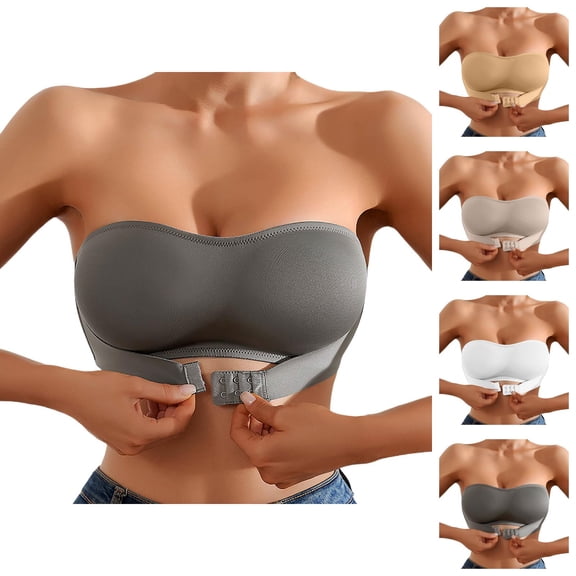 Strapless Bras for Women Front Closure Lightweight Breathable Push Up Lifting Wireless Bandeau Bra Tube Top