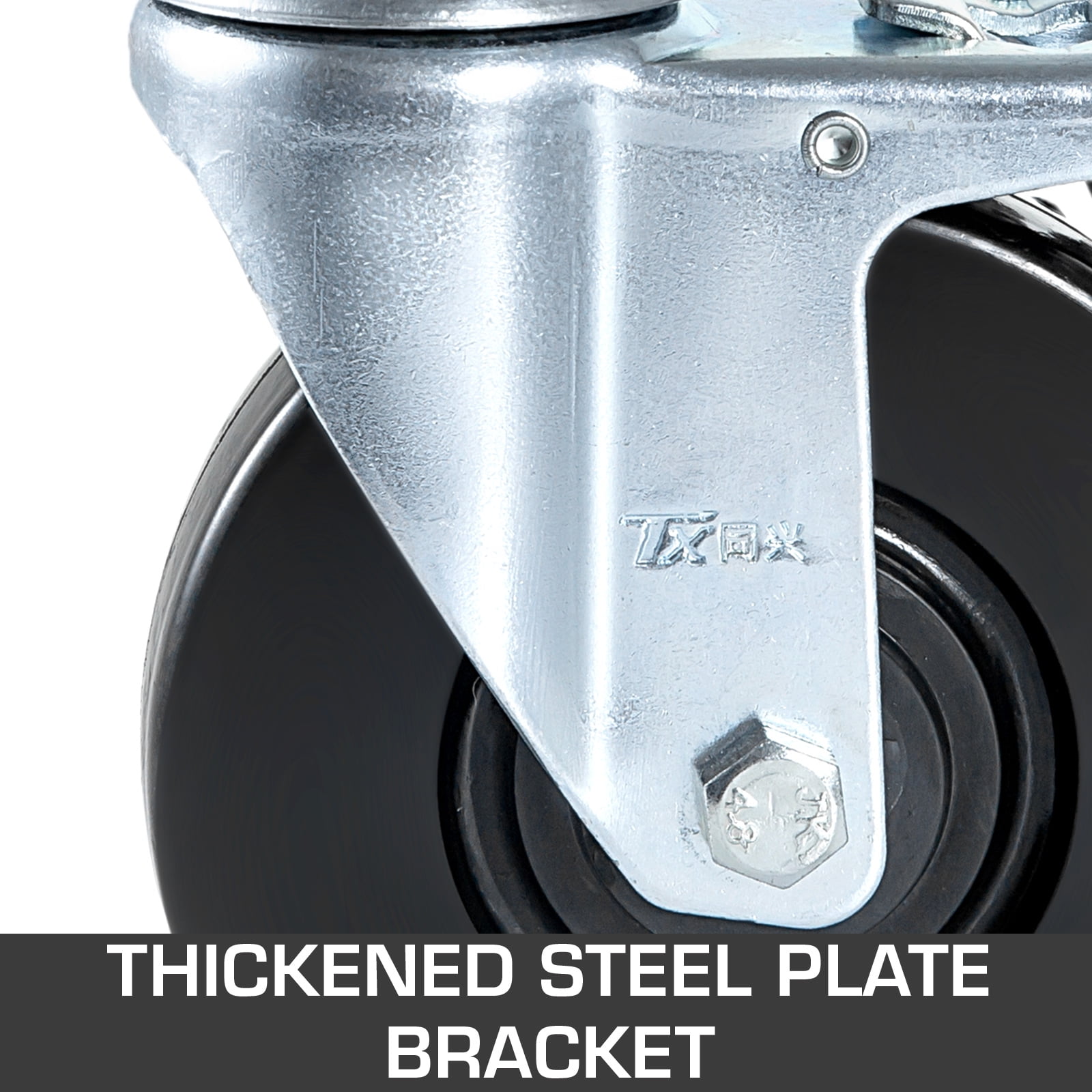 VEVOR 4 Pack 5" Heavy Duty Scaffolding Rubber Swivel Caster With Dual Locking 1.25" Square Stem 440LBS Capacity Per Wheel
