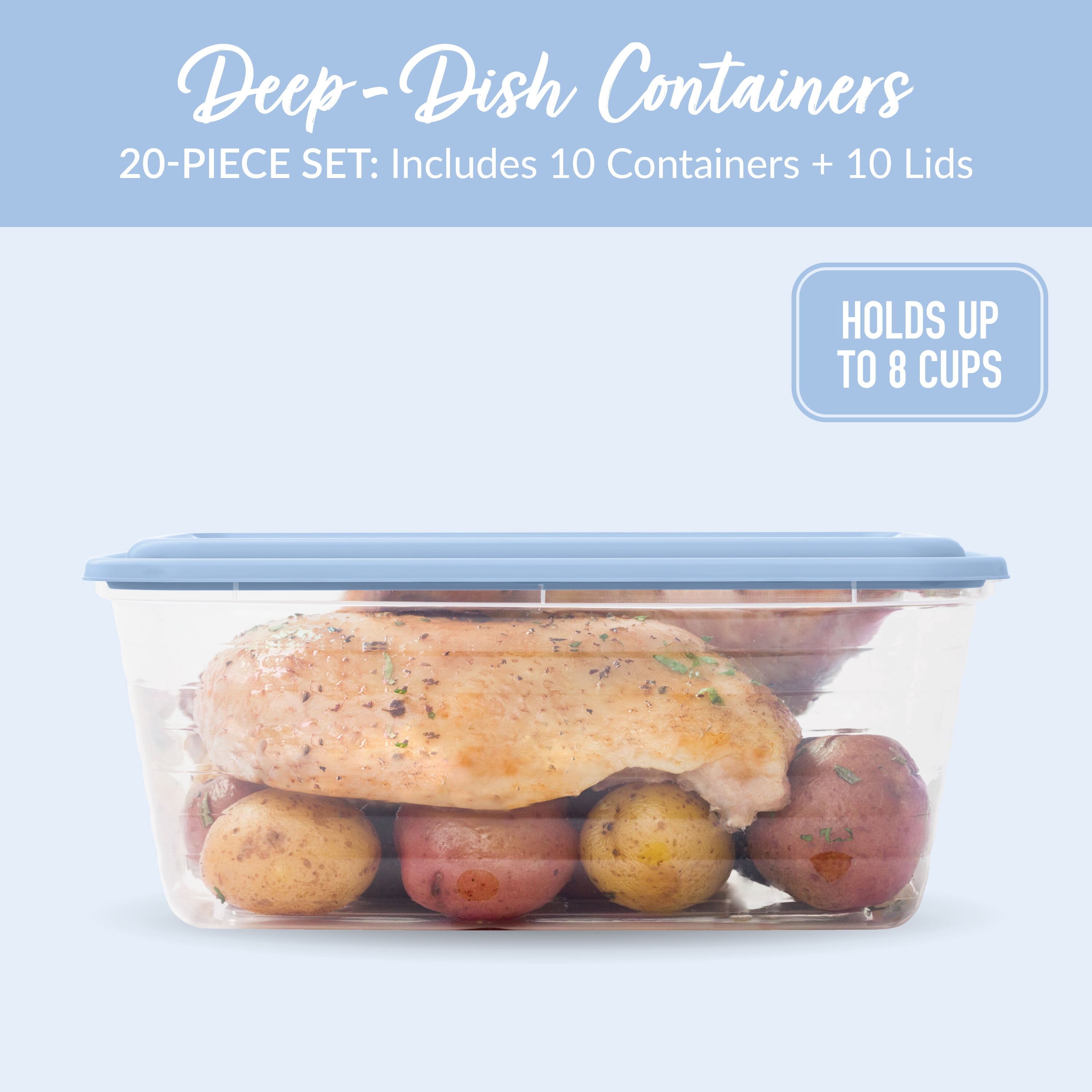 (2 pack) Bentgo Prep 8 Cup Meal Prep Containers with Lids, PFAS & BPA Free Materials, Durable, Microwave, Freezer, & Dishwasher Safe To Go Food Storage Container 10 Pack - Blue Coast