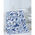 thumbnail image 3 of Boho Blue Floral Towel Set of 3, Soft Microfiber Bath Towels, Hand Towel, Washcloths, Farmhouse Botanical Vintage Paisley Flower Quick-Dry Absorbent Towels for Bathroom Kitchen Hotel Beach Gym Spa, 3 of 7