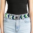 thumbnail image 5 of Buckle-Down Belt, Seatbelt Buckle Belt, Chevron White Bright Green Navy, Youth 22 to 32 Inches, 5 of 9