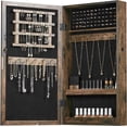 thumbnail image 1 of SONGMICS Armario de joyería con cerradura con espejo, organizador de almacenamiento de joyas para ahorrar espacio, color marrón rústico, 1 of 5