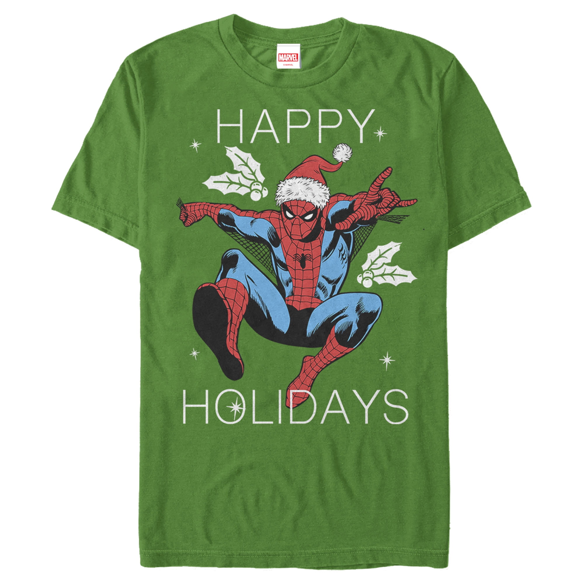 Marvel Marvel Men's SpiderMan Christmas Holly TShirt