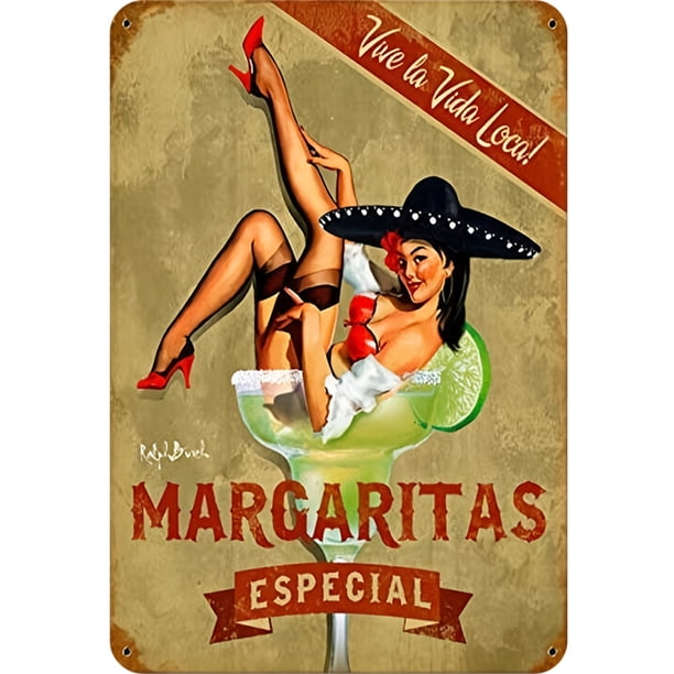 Placa Metal Vintage para Cóctel Pintura Hierro Rectangular Pared 20x30cm