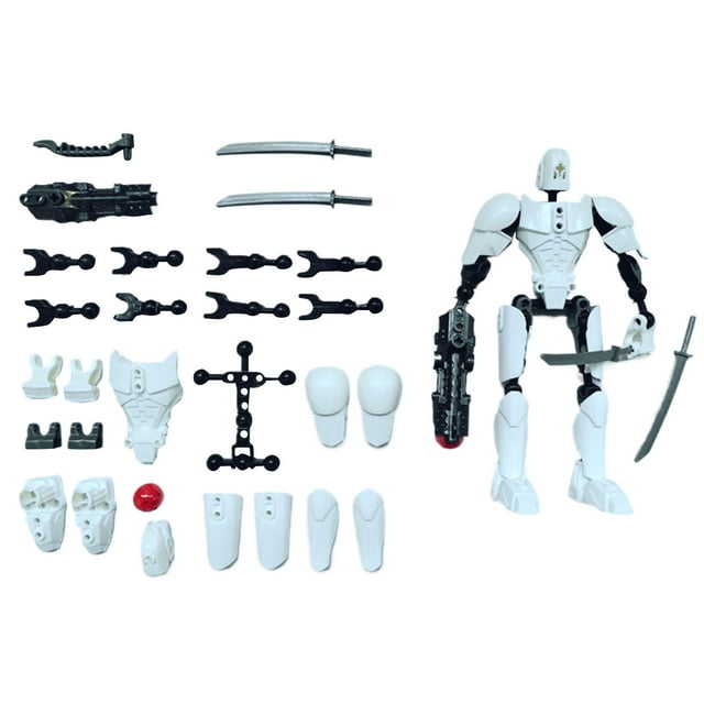 T13 Action Figure Robot,T13 3D Printed Action Figure, Stikbot Toys with Weapon Accessories, Titan 13 Action Figure, Toys Not To Be Missed By Enthusiasts (White)