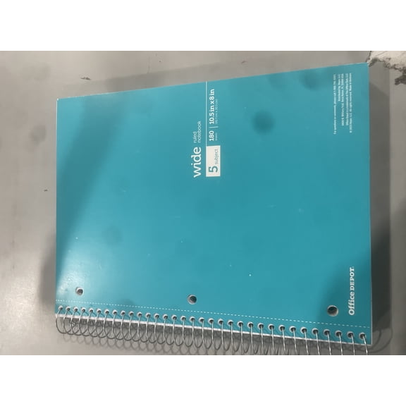 Open Box OFFICE DEPOT WIREBOUND NOTEBOOK 8" X 10-1/2", WIDE RULED, 180 SHEETS - TEAL