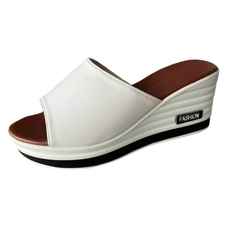 

PEASKJP Sandals for Women Dressy Summer Wide Width Women s Giselle Summer Beach Wedge Sandal (White 8)