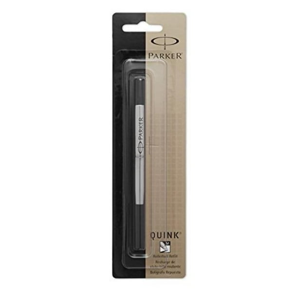PARKER QUINK Rollerball Pen Ink Refill, Medium, Black, 1 Count